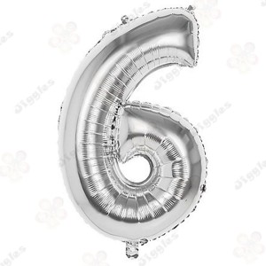 Foil Number Balloon 6 Silver 32"