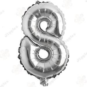 Foil Number Balloon 8 Silver 32"