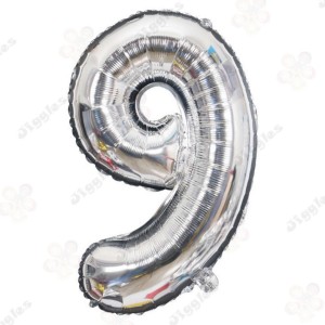 Foil Number Balloon 9 Silver 32"