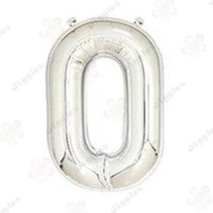 Foil Number Balloon 0 Silver 40"