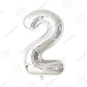 Foil Number Balloon 2 Silver 40"