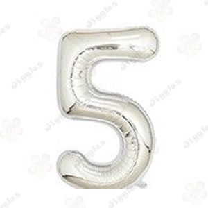 Foil Number Balloon 5 Silver 40"