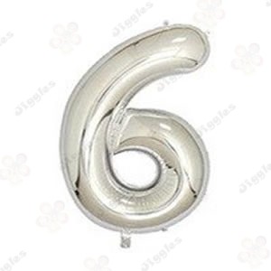 Foil Number Balloon 6 Silver 40"