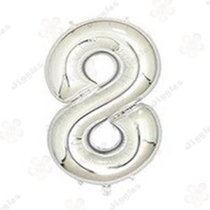 Foil Number Balloon 8 Silver 40"
