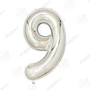 Foil Number Balloon 9 Silver 40"