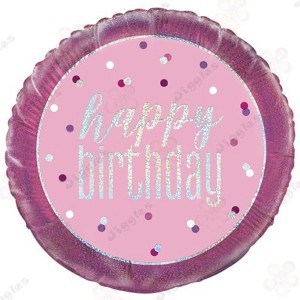 Happy Birthday Foil Balloon 18" Pink Glitz