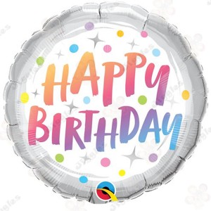 Happy Birthday Foil Balloon 18" Rainbow Dots