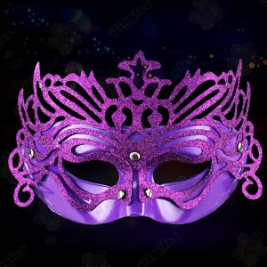 Purple Glitter Mardi Gras Masquerade Mask