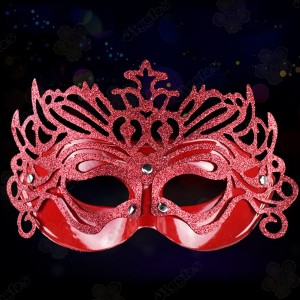 Red Glitter Mardi Gras Masquerade Mask