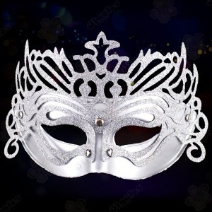 Silver Glitter Mardi Gras Masquerade Mask