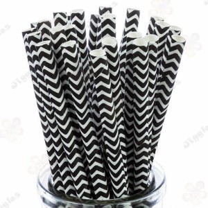 Black Chevron Paper Straws