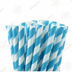 Light Blue Stripe Paper Straw