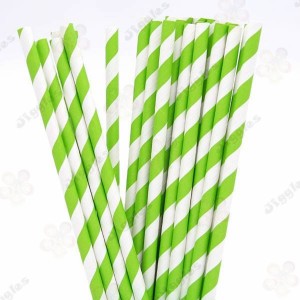 Light Green Stripe Paper Straw