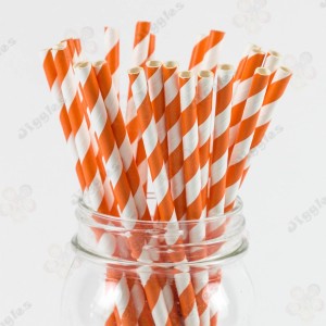 Orange Stripe Paper Straw