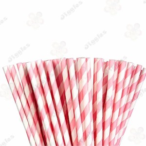Baby Pink Stripe Paper Straw
