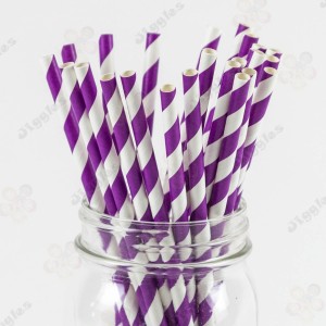 Purple Stripe Paper Straw
