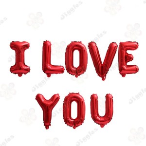 I Love You Foil Letter Balloon Set Red