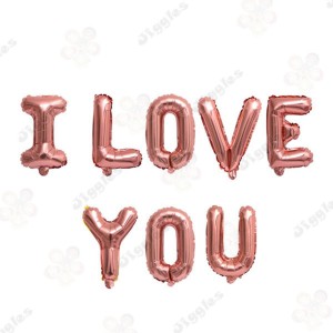 I Love You Foil Letter Balloon Set Rose Gold