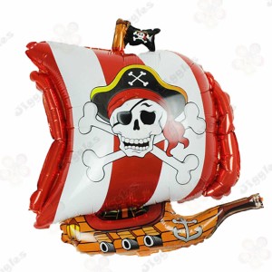 Pirate Ship Foil Balloon Red