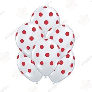 Polka Dot Balloons White 12"