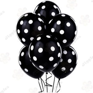 Polka Dot Balloons Black 12"