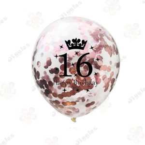 Rose Gold Confetti Balloon 16th Birthday