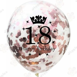 Rose Gold Confetti Balloon 18th Birthday