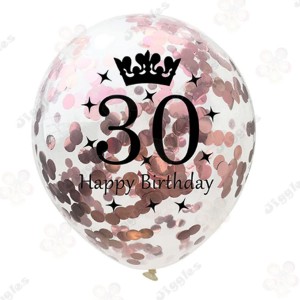 Rose Gold Confetti Balloon 30th Birthday