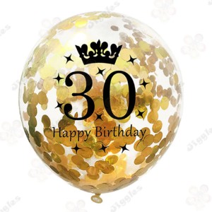 Gold Confetti Balloon 30th Birthday