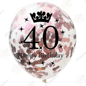 Rose Gold Confetti Balloon 40th Birthday