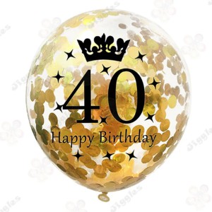 Gold Confetti Balloon 40th Birthday