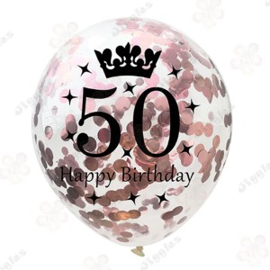 Rose Gold Confetti Balloon 50th Birthday