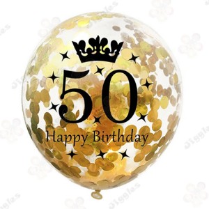 Gold Confetti Balloon 50th Birthday
