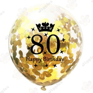Gold Confetti Balloon 80th Birthday