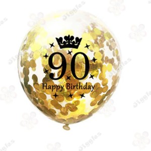 Gold Confetti Balloon 90h Birthday