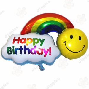Happy Birthday with Rainbow Foil Balloon