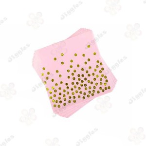 Gold Foil Dots Design Pink Napkins