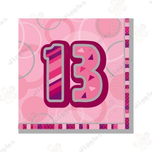 Age 13 Pink Birthday Glitz Napkins 