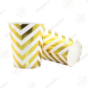 Gold Chevron Design Paper Cups