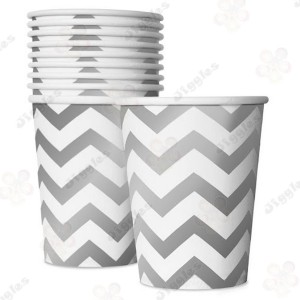 Silver Chevron Design Paper Cups