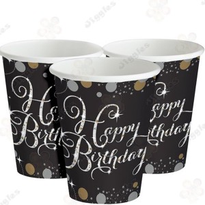 Happy Birthday Sparkling Design Paper Cups