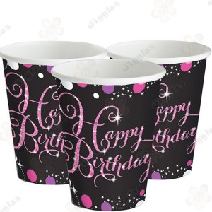 Happy Birthday Sparkling Design Paper Cups