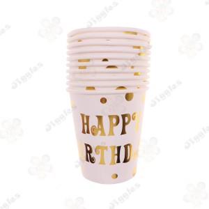 Happy Birthday Gold Design Paper Cups