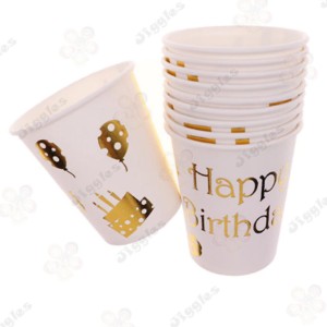 Happy Birthday Gold Design Paper Cups