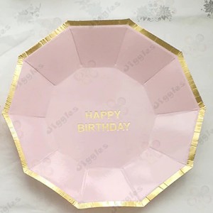 Happy Birthday Design Paper Plates Pink