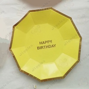 Happy Birthday Design Paper Plates Yellow