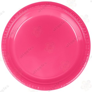 Hot Pink Plastic Plates Set