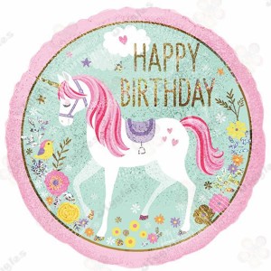 Magical Unicorn Happy Birthday Foil Balloon Front